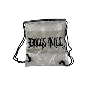 Dolls Kill - Drawstring Backpack in Clear & Black